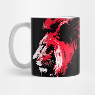 African lion red ink portrait Mug